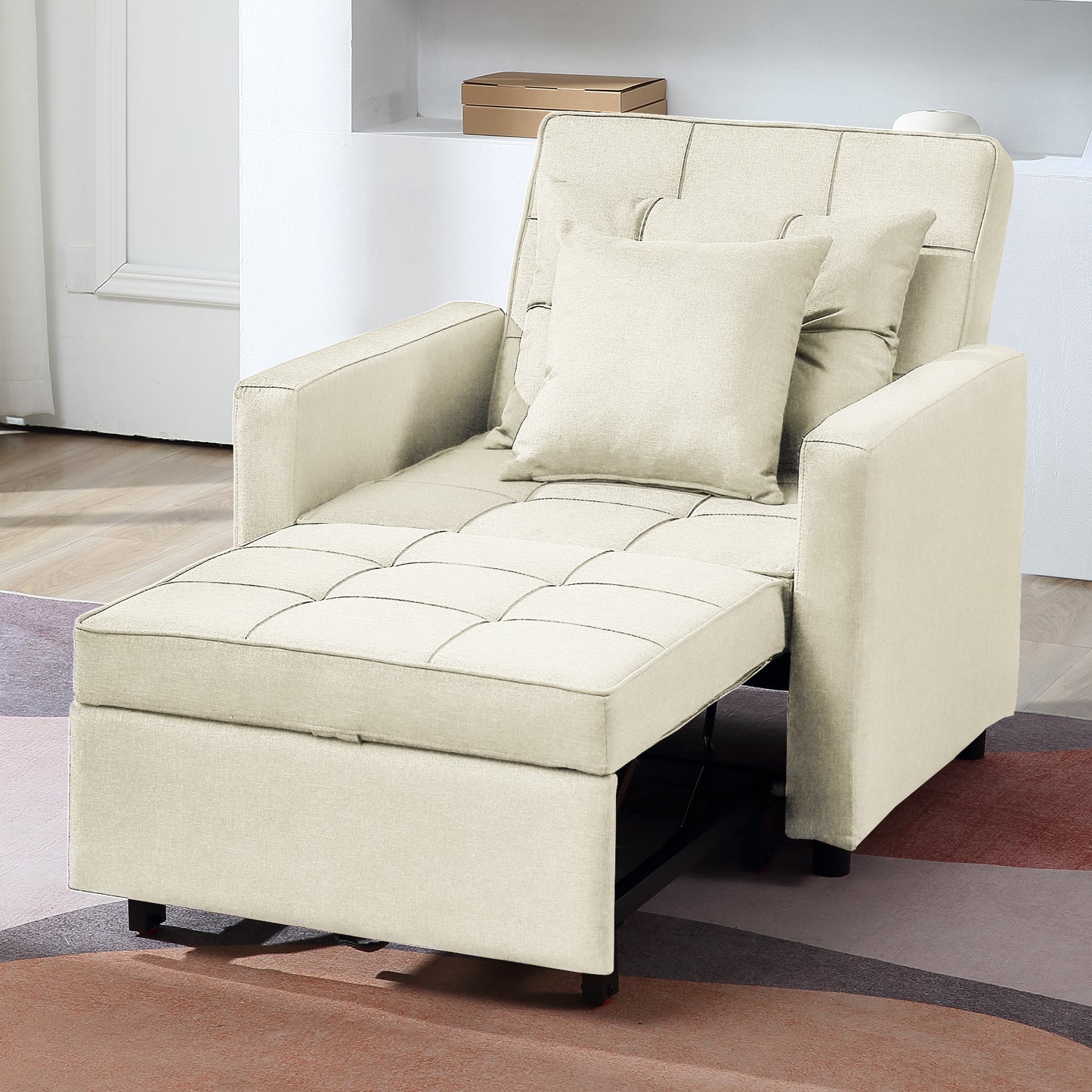 Convertible Sofa Bed, Sleeper Sofa with Adjustable Backrest, Armchair, Sofa, Bed, 3 in 1 Sleeper Chair, Single One, Khaki